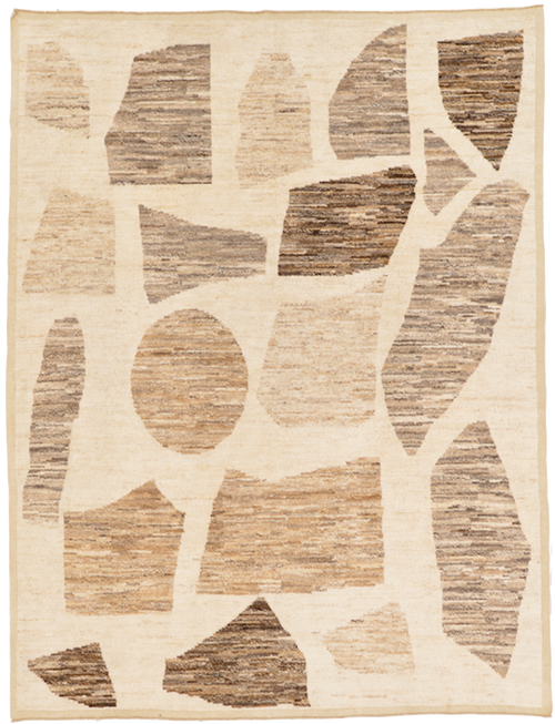 9'2 x 12'1 Abstract Contemporary Moorish Style Handmade Woolen Carpet