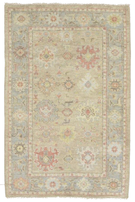 3'2 x 4'9 Pastel Color Oushak Handknotted Wool Carpet