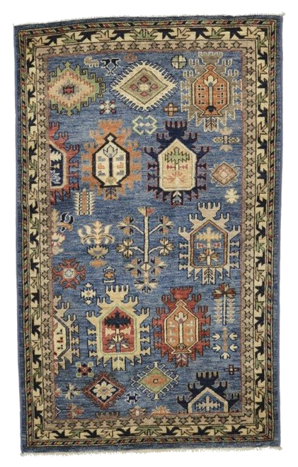 2'10 x 4'8 Bold Tribal Geometric Multicolor Blue Carpet