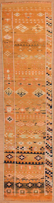 2'5 x 10'6 Orange Low Pile Handknotted Turkish Tribal Runner 2'5 x 10'6 Orange Low Pile Handknotted Turkish Tribal Runner
