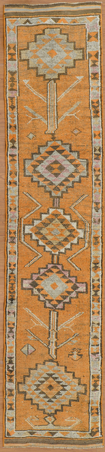 2'7 x 11'11 Tribal Geometric Orange Turkish Runner Carpet 2'7 x 11'11 Tribal Geometric Orange Turkish Runner Carpet