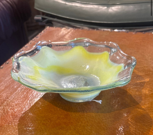 8 Inch Wide Handblown Glass Bowl