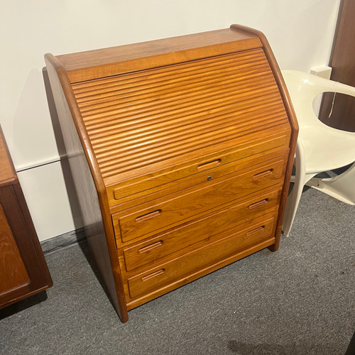 Teak Tambour Roll Desk