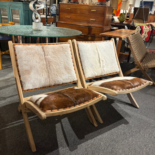 Pair of Cowhide Lounge Chairs