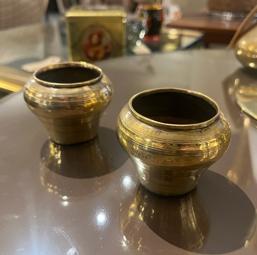 Pair of brass mini vase