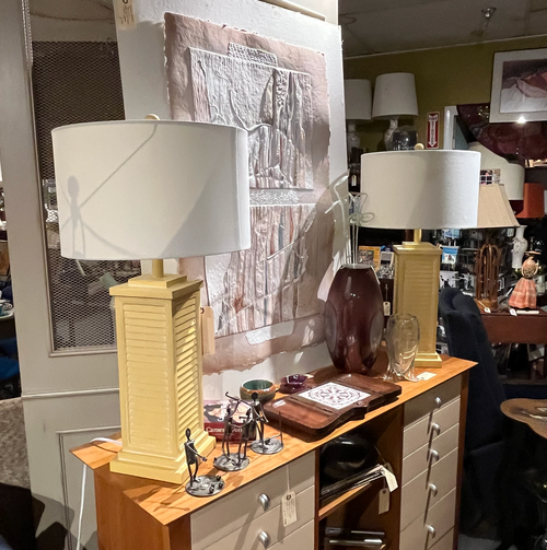 Pair of Post Modern Shutter Style Lamps