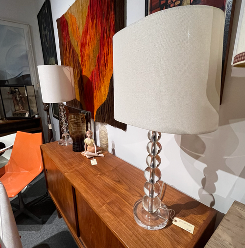Pair of Tall Glass Lamps
