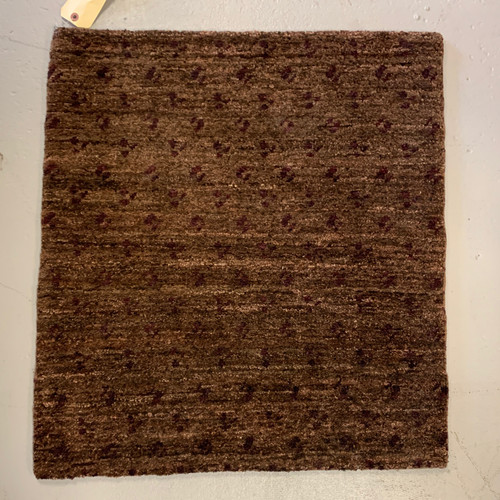 2’0” x 2’0” thick pile handknotted chocholate brown textured contemporary rug or mat