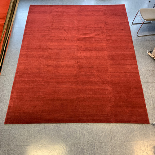 8’11” x 11’9” Burgundy textured pattern wool and silk tibetan style handknotted carpet