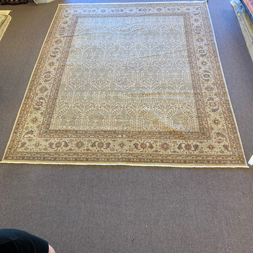 9‘0“ X 12‘0“ yellow, beige and sage green floral traditional handknotted agra style carpet