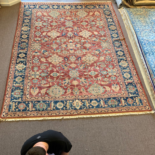 10’0” X 14‘0“ red, navy blue and multicolor floral traditional handknotted Carpet