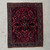 1‘11“ X 2’7” raspberry red, navy and Ivory Antique handknotted sarouk carpet or Mat