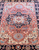 6' x 9' Serapi in Coral Red, Navy Blue and Cream White Handknotted Carpet