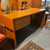 Mid century desk with two drawers and lower shelf 
