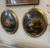 Antique gilt wood convex-glass oval frames. Oil paintings (on copper?), signed “BAR…”; Edwardian? Mid-19th c.? Pair.
