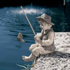 Design Toscano Design Toscano NG32122 Frederic The Little Fisherman of Avignon Boy Fishing Garden Statue, two tone stone