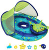 DG Pool Products Baby Spring Float Activity Center with Canopy - Inflatable Float for Children with Interactive Toys and UPF Sun Protection - Blue/Green Octopus