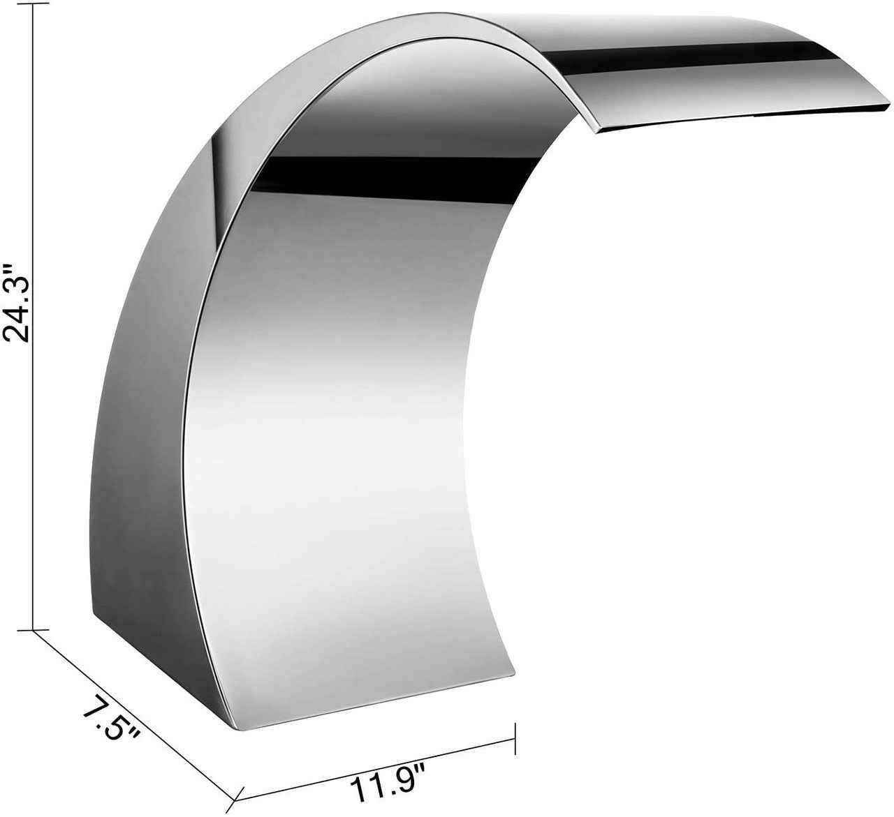 59" wide Details about   Waterfall Pool Fountain Rectangular Stainless Steel  ~ CHOOSE 11.8" 