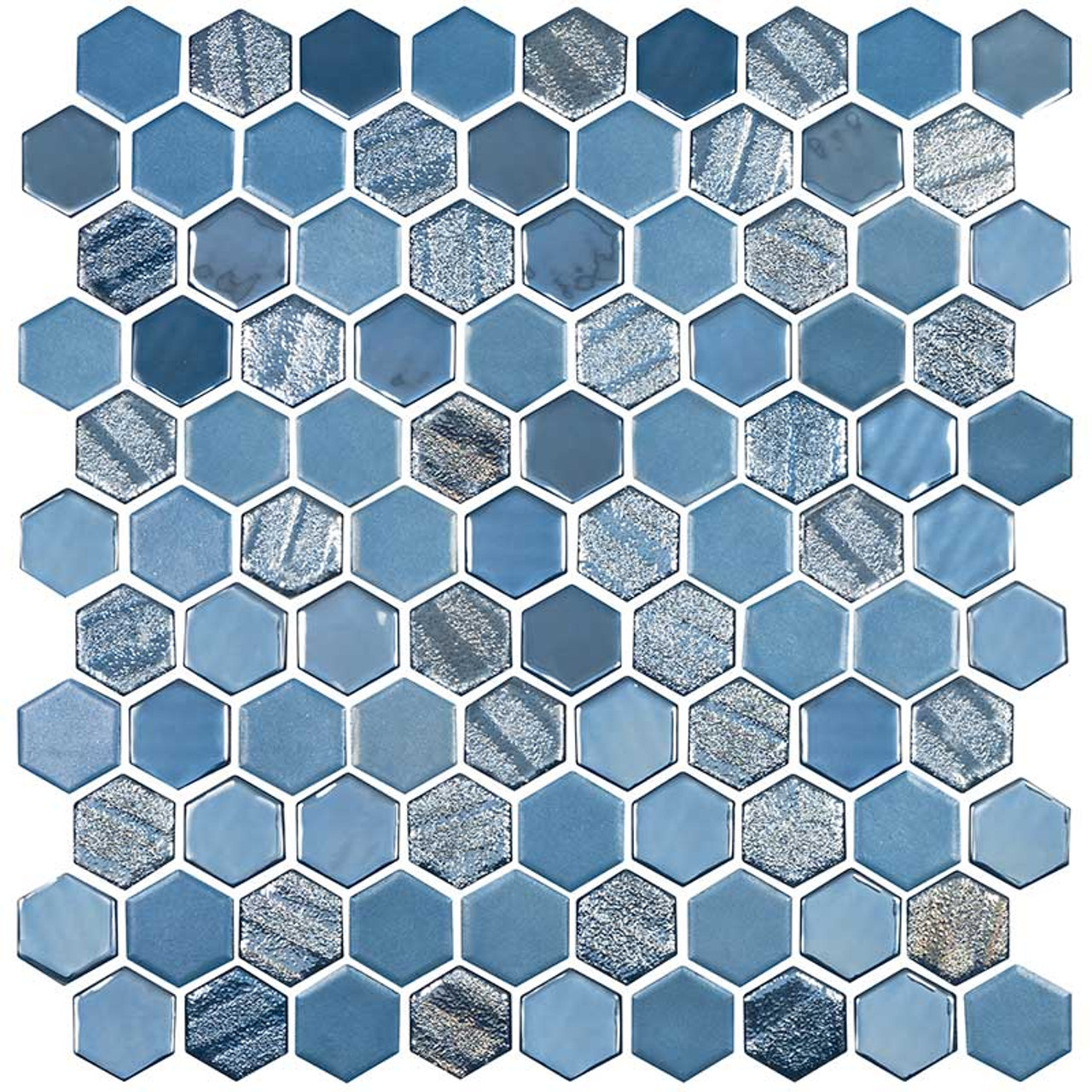 National Pool Tile Cobalto Sea Glass Hexagon