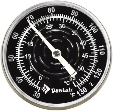 Pentair SL1DW in-Line Thermometer, 3-1/2 in. Stem Length, with Nylon Well, 30 to 130 Degrees F