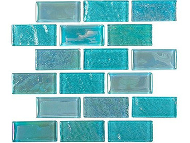 National Pool Tile Equinox 1x2 Glass Tile Icy Teal