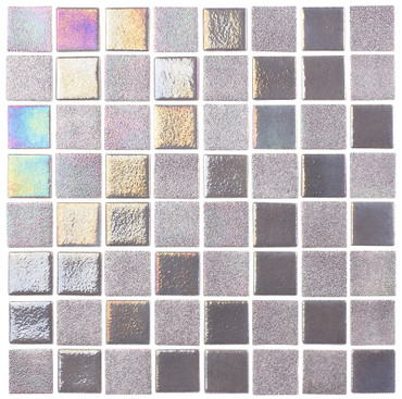 National Pool Tile Opal Glass Steel Grey 1.5''x1.5''
