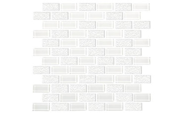 National Pool Tile Iridescent Glass White 1" x 2"