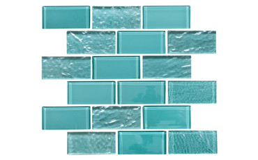 Elysium Iridescent Glass Tile Turquoise 2 inch x 4 inch pool tile