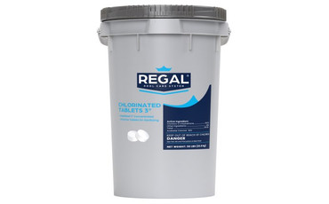 50 lb pail of 3 inch chlorinated tablets for swimming pool sanitizing and maintenance