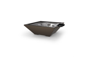 30" x 10" Fire & Water Bowl Corinthian Concrete Dark Walnut