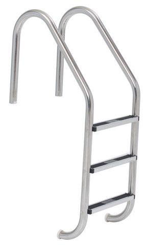 23" Stainless Steel 3-Step Standard Plus Commercial Ladder with .065" Tubing