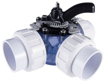 1-1/2 Inch Socket Clear Hydroseal 3-Way Diverter Valve with Unions