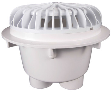 1-1/2 Inch Socket x 2 Inch Spigot White Nova 2-Port Main Drain with Bottom Port