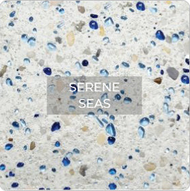 River Rok Serene Seas pebble pool finish creating a beautiful blue water appearance in a remodeled swimming pool