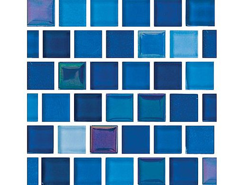 National Pool Tile Jules 1x1 Glass Tile Bright Cobalt Blue Blend 