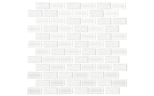 National Pool Tile Iridescent Glass White 1" x 2"