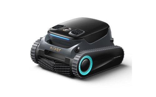 Aiper Scuba P1 Pro cordless robotic pool cleaner cleaning the floor walls and waterline of an inground swimming pool