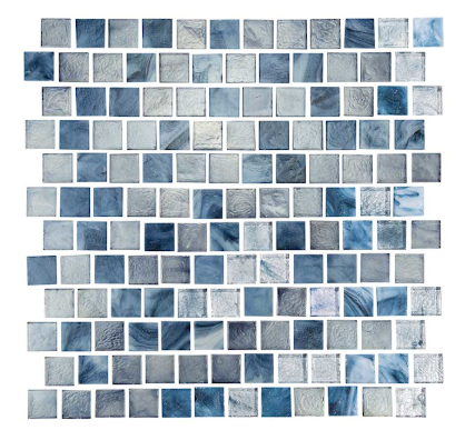 National Pool Tile Aquarius Collection Mica Blue 1" x 1" Glass Pool Tile