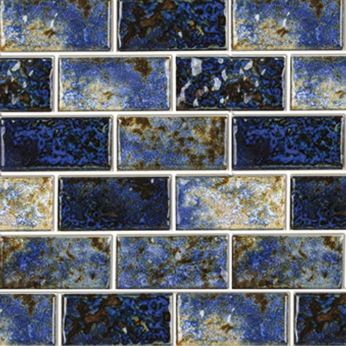 NPT Baroque Stone Blue Pool Tile 1" x 2"