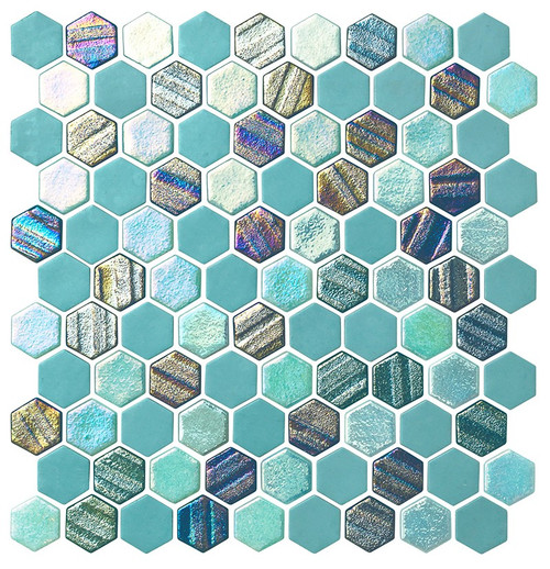NPT Starburst Teal Glass Mosaic Tile
