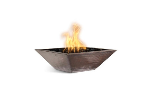 30" x 30" Maya Fire Bowl Hammered Patina Copper Match Lit NG
