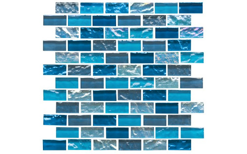 National Pool Tile Elysium Iridescent Peacock 1x2