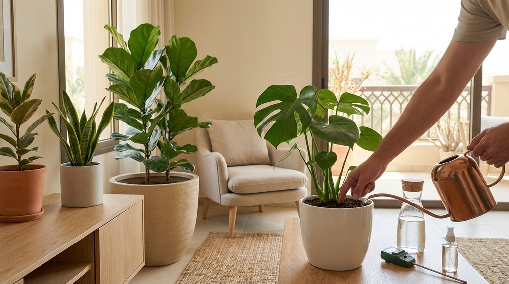عدد مرات ري النباتات الداخلية بشكل صحيح في منازل السعودية