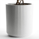 White Ribbed Plant Pot