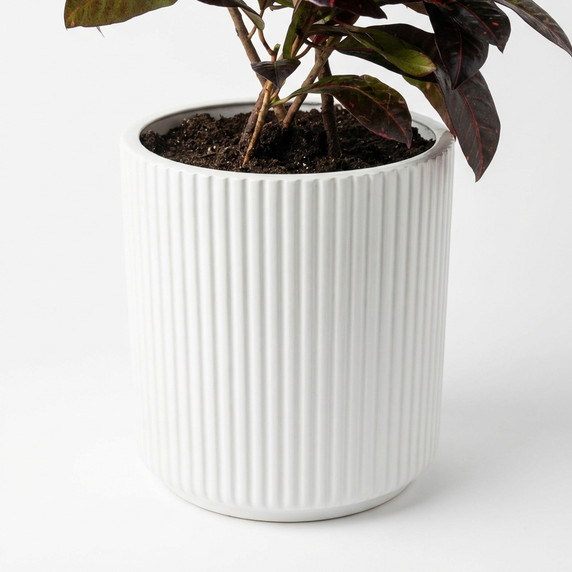 White Ribbed Plant Pot