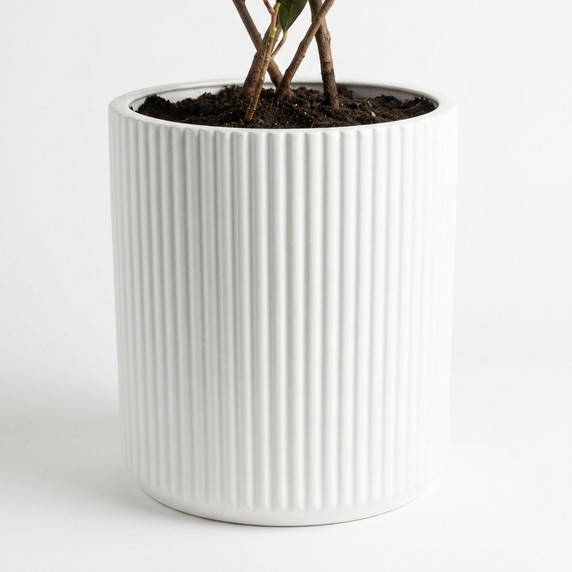 White Ribbed Plant Pot