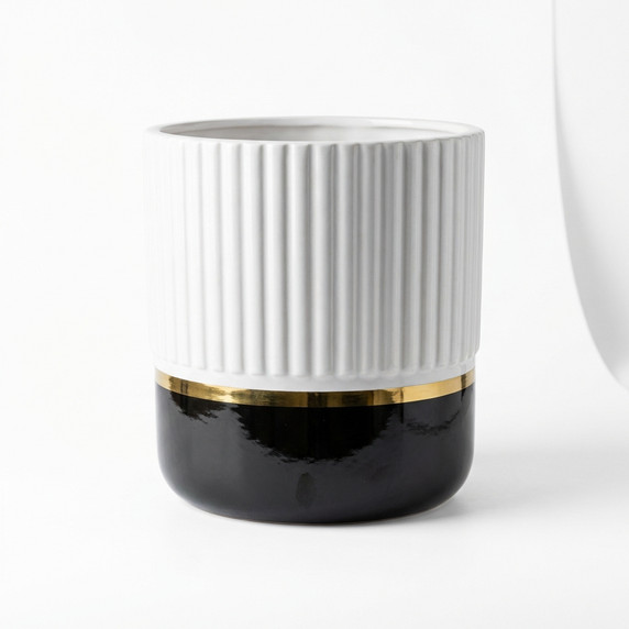 Ceramic Planter with Gold Band
