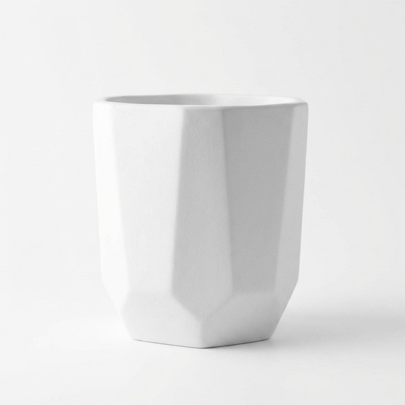 White Faceted Plant Pot