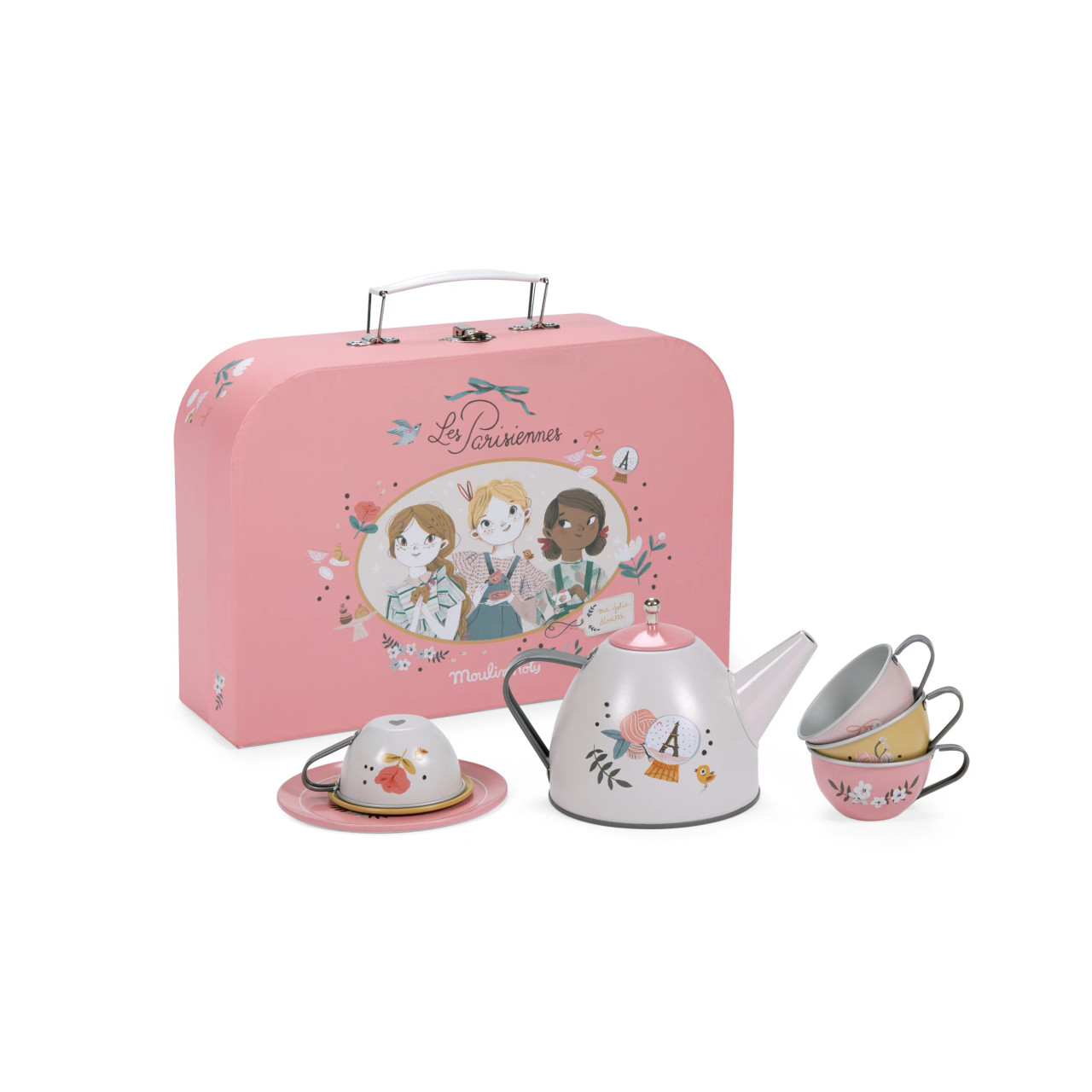 The parisiennes Suitcase Tea Party Metal Set