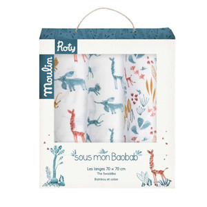 Moulin Roty Muslin Swaddle 3 Sous mon Baobab Tree Moulin Roty Muslin Swaddle 3 Sous mon Baobab Tree